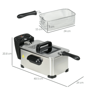 HOMCOM 3L Deep Fryer | 2200W Electric Fryer with Adjustable Temperature & Timer - Image 3