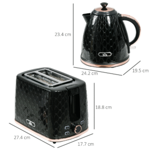HOMCOM Kettle & 2-Slice Toaster Set | 1.7L Fast Boil Kettle & Sleek Toaster - Image 3