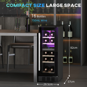 HOMCOM 50 Bottle Dual Zone Wine Cooler | Built-in Wine Fridge with Glass Door - Image 3