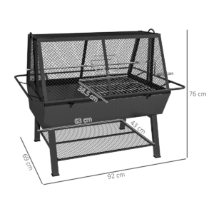 Outsunny 3-in-1 BBQ Rotisserie Grill Roaster Fire Pit | Outdoor Picnic Camping - Image 3