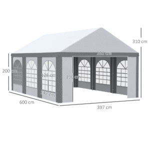 6x4m Large Party Tent Marquee Gazebo with Sides & Windows – Outdoor Shelter - Image 3