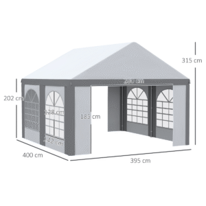 4x4m Garden Party Tent Marquee Gazebo with Sides & Windows – Large Outdoor Shelter - Image 3