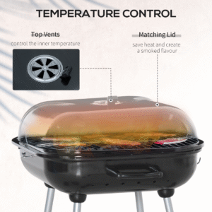 Outsunny BBQ Charcoal Smoker Grill Trolley with Wheels & Utensils | Outdoor Cooking - Image 4