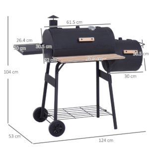 Portable Charcoal BBQ Grill with Offset Smoker Combo – Steel | Outdoor Cooking - Image 3