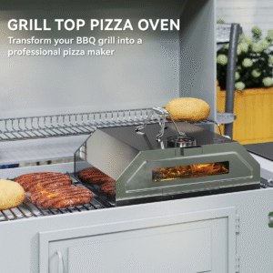 Outsunny Outdoor BBQ Pizza Oven with Thermometer for Gas/Charcoal BBQ Grills - Image 4