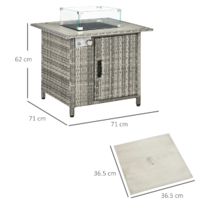 Gas Fire Pit Table with Glass Windscreen & Lava Rocks – 50,000 BTU Outdoor Heater - Image 3