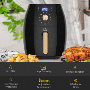 5.5L 1500W Air Fryer | Digital Display, Adjustable Temperature, Low Fat Cooking - Image 4