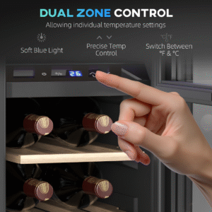 HOMCOM 50 Bottle Dual Zone Wine Cooler | Built-in Wine Fridge with Glass Door - Image 4