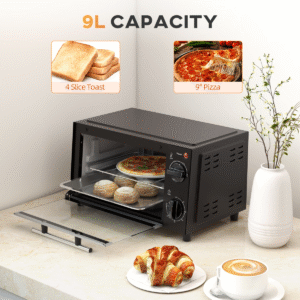 9L Mini Oven Countertop Grill & Toaster | Compact Electric Oven 750W - Image 4