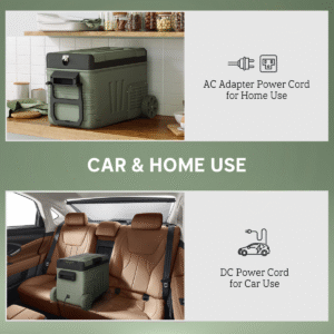 32L Dual Compartment Portable Fridge Freezer | Wheels | Solar Compatible | Green - Image 5