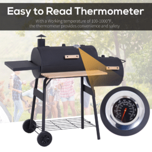 Portable Charcoal BBQ Grill with Offset Smoker Combo – Steel | Outdoor Cooking - Image 4