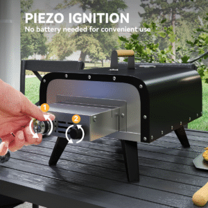 Outsunny Outdoor Tabletop Gas Pizza Oven with 12" Pizza Stone & Peel, Black - Image 5