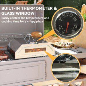 Outsunny Outdoor BBQ Pizza Oven with Thermometer for Gas/Charcoal BBQ Grills - Image 5