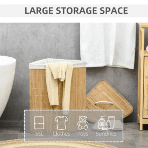 55L Corner Bamboo Laundry Hamper – Space-Saving Eco Storage by HOMCOM - Image 4