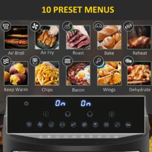 HOMCOM 10-in-1 8L Dual Air Fryer | Oil-Free, Sync Cook & Finish Timer 2400W - Image 5
