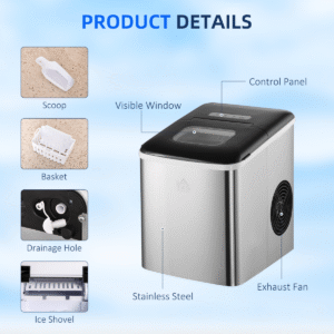 HOMCOM Ice Maker Machine | Portable Countertop Ice Cube Maker for Home Black - Image 5