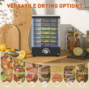 HOMCOM Food Dehydrator | Stainless Steel Tray Dehydrator for Fruit, Meat & Veg - Image 5