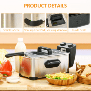 HOMCOM 3L Deep Fryer | 2200W Electric Fryer with Adjustable Temperature & Timer - Image 5