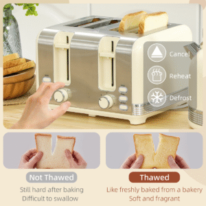 HOMCOM 1.7L 3000W Cream Kettle & 2-Slice Toaster Set | Fast Boil Electric Kettle - Image 5