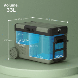 32L Dual Compartment Portable Fridge Freezer | Wheels | Solar Compatible | Green - Image 6