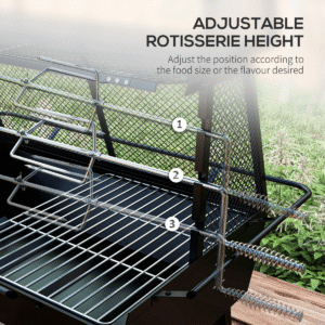 Outsunny 3-in-1 BBQ Rotisserie Grill Roaster Fire Pit | Outdoor Picnic Camping - Image 5