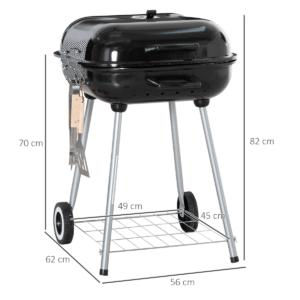 Outsunny BBQ Charcoal Smoker Grill Trolley with Wheels & Utensils | Outdoor Cooking - Image 6