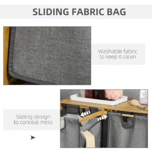Bamboo Laundry Basket with Shelf & Pull-Out Bags | HOMCOM Eco Storage - Image 5