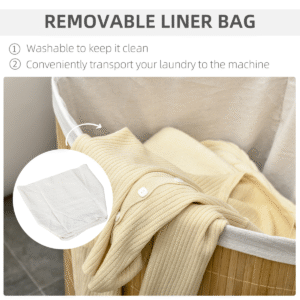 55L Corner Bamboo Laundry Hamper – Space-Saving Eco Storage by HOMCOM - Image 5