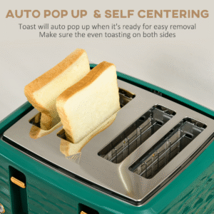 HOMCOM 1.7L Rapid Boil Kettle & 4 Slice Toaster Set | Green Stylish Design - Image 6
