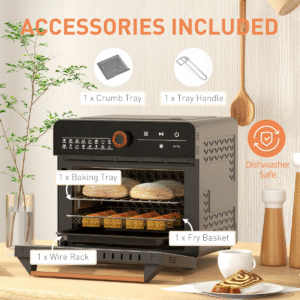 HOMCOM 20L Air Fryer Oven | 17 Preset Countertop Mini Oven 1400W Black - Image 6