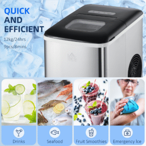 HOMCOM Ice Maker Machine | Portable Countertop Ice Cube Maker for Home Black - Image 6