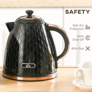 HOMCOM 1.7L 3000W Electric Kettle | Fast Boil Kettle with Auto Shut-Off, Black - Image 6