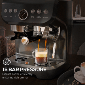 Espresso Coffee Machine with Grinder | 15 Bar Coffee Maker & Steam Wand - Image 6