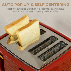 HOMCOM Red Retro Kettle & Toaster Set | 1.7L Electric Kettle & 4-Slice Toaster - Image 6