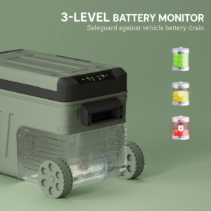 32L Dual Compartment Portable Fridge Freezer | Wheels | Solar Compatible | Green - Image 7