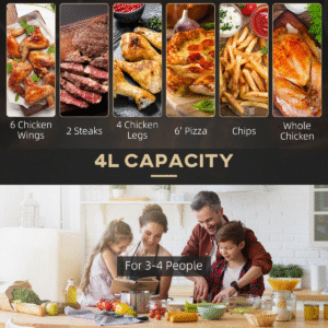 Air Fryer 1300W 4L | Compact Digital Air Fryer with Rapid Air Circulation & Timer | Nonstick Basket - Image 6