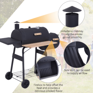 Portable Charcoal BBQ Grill with Offset Smoker Combo – Steel | Outdoor Cooking - Image 6