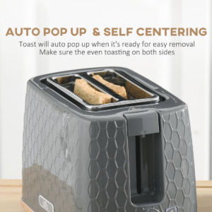 HOMCOM 1.7L Fast Boil Kettle & 2-Slice Toaster Set | Grey | Stylish Compact Design - Image 6