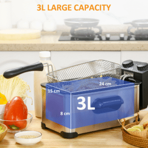 HOMCOM 3L Deep Fryer | 2200W Electric Fryer with Adjustable Temperature & Timer - Image 7