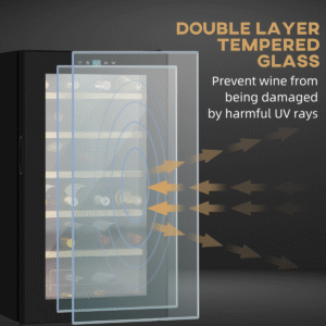 24 Bottle Wine Fridge | Glass Door Wine Cooler with Digital Touch Control & LED Light - Image 7