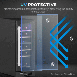 HOMCOM 50 Bottle Dual Zone Wine Cooler | Built-in Wine Fridge with Glass Door - Image 7