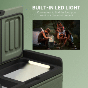 32L Dual Compartment Portable Fridge Freezer | Wheels | Solar Compatible | Green - Image 8