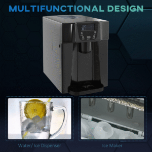 HOMCOM Ice Maker Machine and Water Dispenser No Plumbing Required Black - Image 7