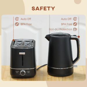 HOMCOM 1.7L 3000W Fast Boil Electric Kettle and 2 Slice Toaster Set - Image 7