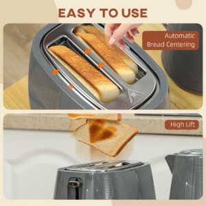 HOMCOM 1.7L Fast Boil Kettle & 2-Slice Toaster Set – Grey | Compact & Stylish - Image 7