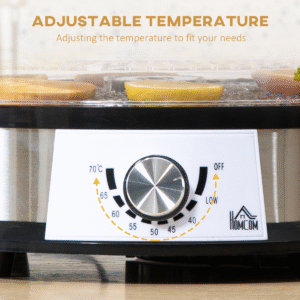 5-Tier Stainless Steel Food Dehydrator 220W | Adjustable Temp | HOMCOM Silver - Image 8