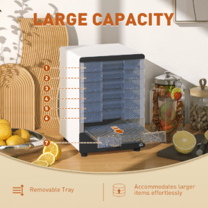 HOMCOM Food Dehydrator | Stainless Steel Tray Dehydrator for Fruit, Meat & Veg - Image 8