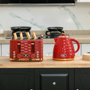 HOMCOM Red Retro Kettle & Toaster Set | 1.7L Electric Kettle & 4-Slice Toaster - Image 8