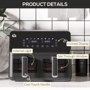 Dual Air Fryer 8L Family Size | 2500W with 2 Baskets, Digital Timer & Cookbook | Healthy Oil-Free Cooking - Image 8