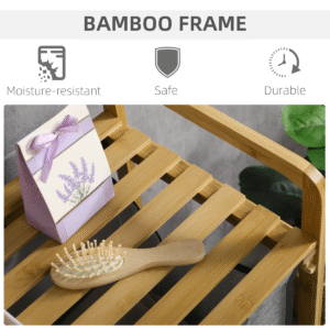 Bamboo Laundry Basket with Shelf & Pull-Out Bags | HOMCOM Eco Storage - Image 8